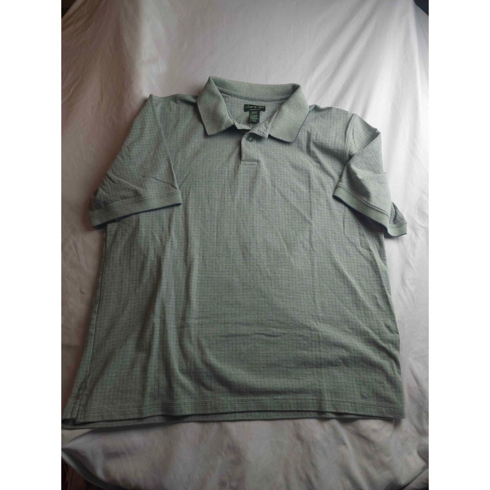 David Taylor Collection Mens XL Sage Green Micro Grid Textured Polo Shirt 3911